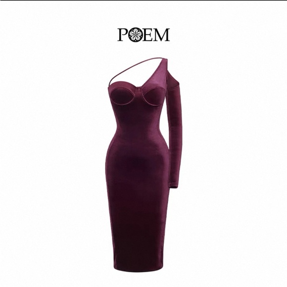 Poem Dresses & Skirts - 🛑Poem Bangkok Burgundy One-Shoulder Dress